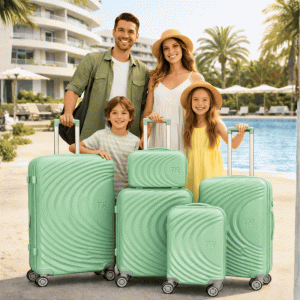 Висок клас авио спинъри ТR GREEN ABS- 5 броя, разширяващи се, четири въртящи колелца,заключване с цифров шифър, всички екстри, куфари